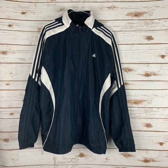Adidas Hooded Jacket Black Zip Front Sz XL - Picture 2 of 9